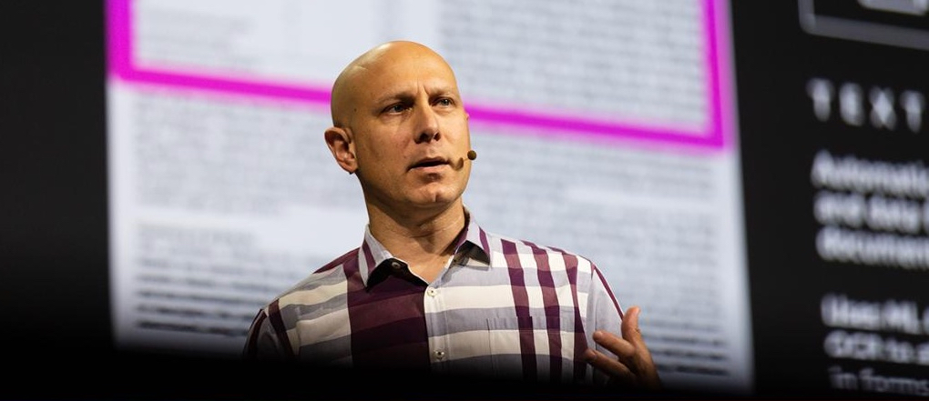 Joshua Burgin giving a keynote presentation at the AWS Summit in Toronto, Ontario Canada in October of 2019